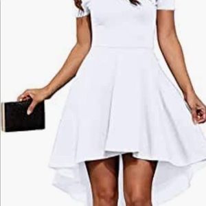 New white high/low dress off the shoulder